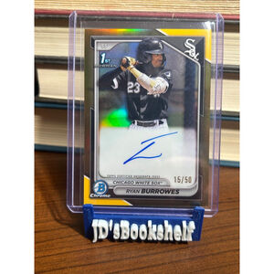 2024 RYAN BURROWES 1st Bowman Chrome Prospect Gold Auto /50 On Card #CPA-RBU